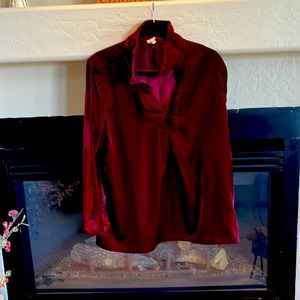 Medium Cranberry Crushed Velvet Top